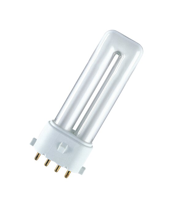 OSRAM DULUX S/E 9W/840 CFL - Cool white compact fluorescent lamp combining energy savings with steady illumination and extended service life, suitable for offices, shops, and ambient lighting needs